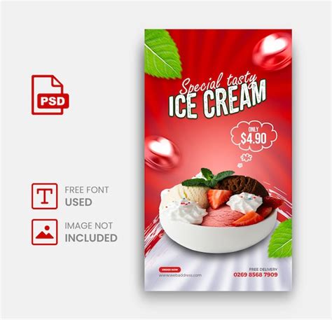 Premium PSD Ice Cream Social Media Banner Instagram Square Post