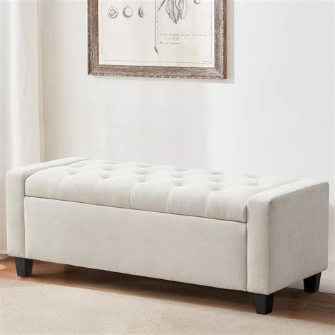 Zihanhome Ottoman with Storage, Fabric Ottoman Bench, 48.8" Storage