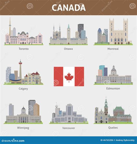 Cities in Canada stock vector. Illustration of outdoors - 46765206