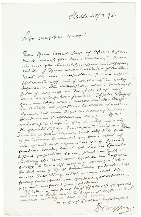 Eigenh Brief Mit Unterschrift Von Droysen Gustav Deutscher