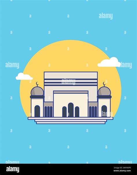 Modern Mosque Vector Illustration Flat Masjid Vector Design Stock