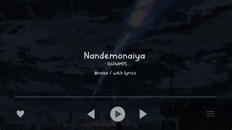 Nandemonaiya RADWIMPS Lyrics YouTube