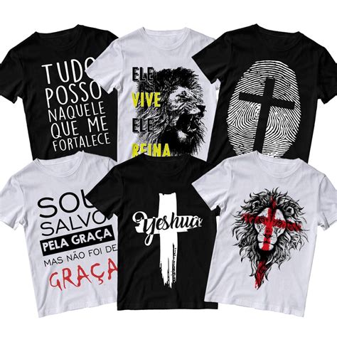 Kit 6 Camiseta Estampada Evangélica Igreja Célula Blusa Jesus Cristo