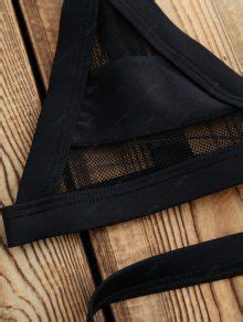 Zaful Mesh Panel Bandage Bikini In Black Zaful