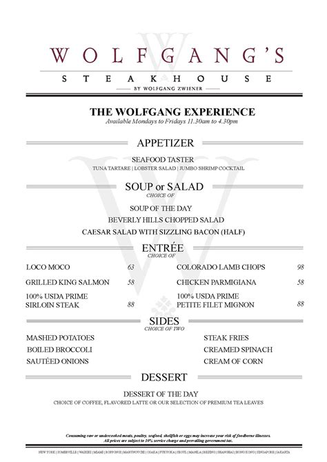 Menu Wolfgang S Steakhouse Singapore