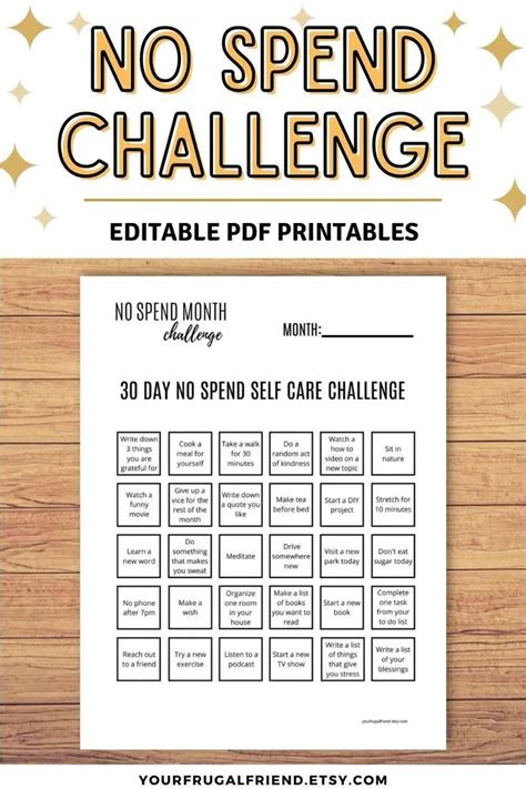 No Spend Challenge Free Printable