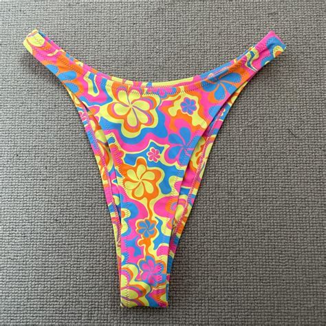 Kulani Kinis High Leg Vintage Bikini Bottoms Lovey Depop