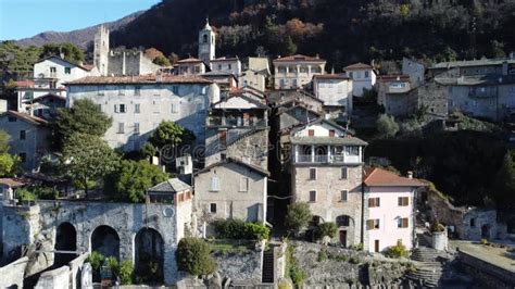 Aerial View Of Corenno Plinio A Village On Lake Como Stock Video