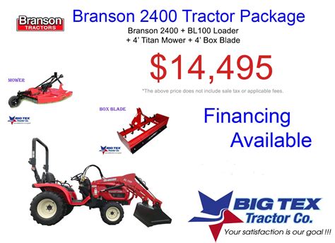 Tractors Packages Deals In Texas Branson Mahindra Kioti Ls Tractor Pricing