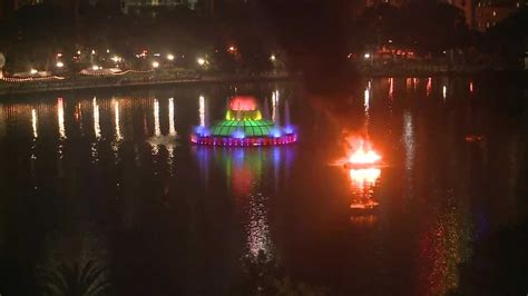 Fireworks barge catches fire on Lake Eola