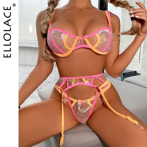 Uaang Ellolace Neon Lace Erotic Luxury Lingerie Transparent Bra Exotic