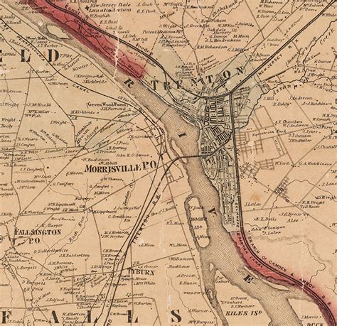 Philadelphia & Trenton Vicinity Pennsylvania 1860 Wall Map | Etsy