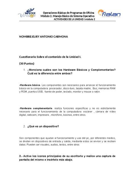 Actividad M Dulo Operaciones B Sicas De Programas De Oficina