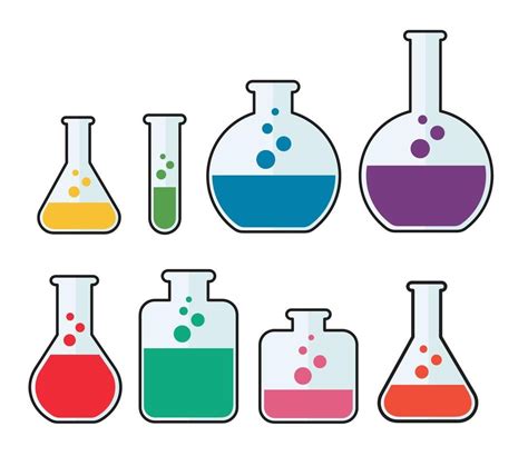 conjunto de laboratório cheio de líquido frascos de química in 2024