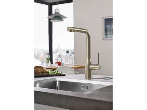 Grohe Essence New Pull Out Sink Mixer Tap With Dual Spray Brushed