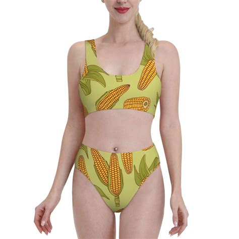 Haiem Corn Women S High Waisted Bikini Set Two Piece Bathing Suits High Cut Bikini Cut Out
