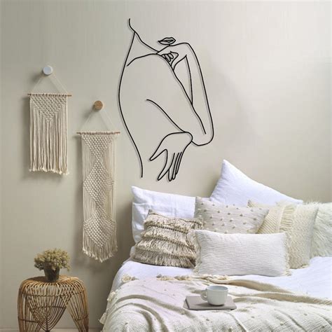 Minimalist Line Art Naked Woman Wall Art Metal Wall Etsy