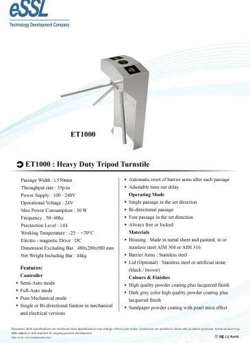 Tripod Turnstile Essllp Fingerprint Based Canteen Managment System