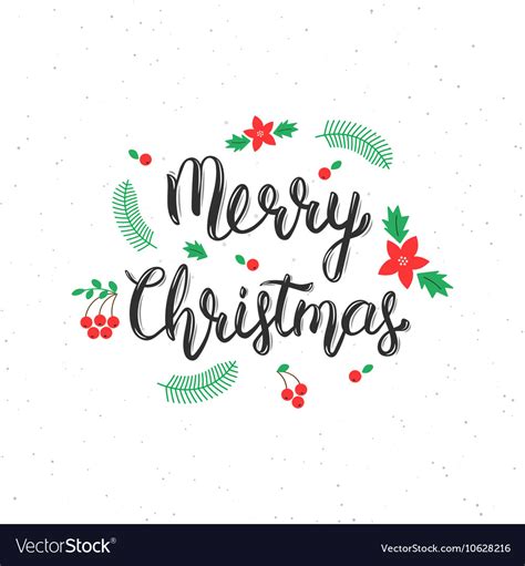 Merry Christmas Brush Lettering Inscription With Vector Image