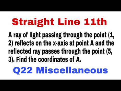 Misc Q22 A Ray Of Light Passing Through The Point 1 2 Reflects On