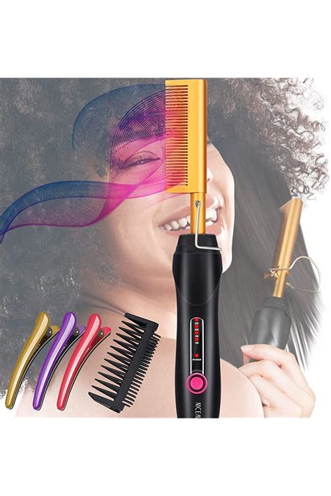 Hot Comb Electric Heating Comb NICEMOVIC Ceramic Heat Pressing Comb Brush Hair Straightener Hot