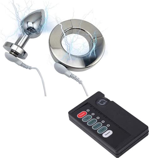 Luxury Electric Stimulation Set With Anal Plug And Penis Testicles Scrotum Ring Stainless Steel