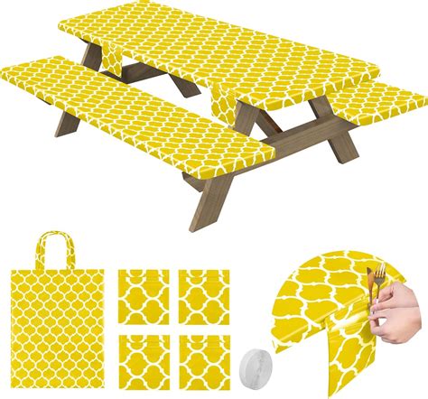 Amazon.com: TURSTIN 9 Pieces Picnic Table Tablecloth Cover with Picnic ...