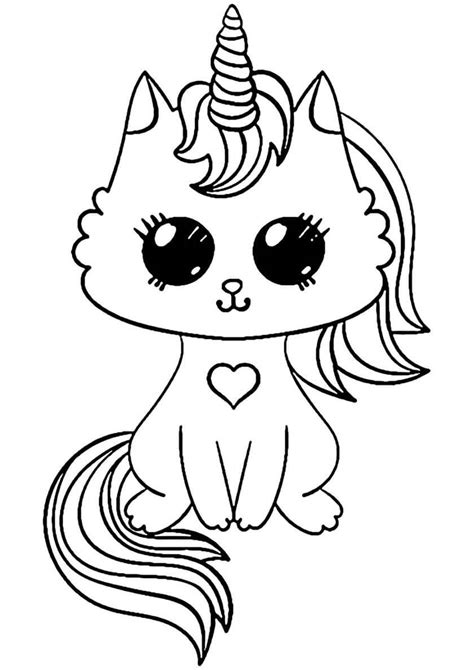 Gatito Unicornio Para Colorear Imprimir E Dibujar Coloringonly