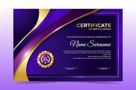 Plantilla De Certificado De Empleado Del Mes Azul Y Morado Vector Premium