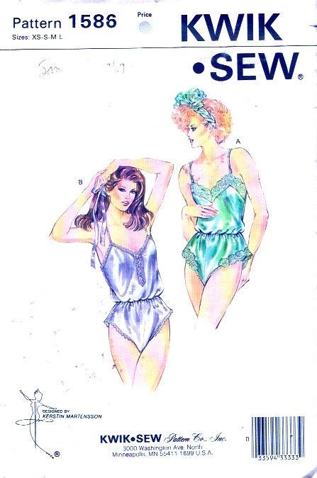 S Teddy Lingerie Sewing Pattern Kwik Sew Size Xs To Etsy