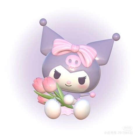 ㅍㄹ Kuromi Karakter Sanrio Seni Pastel Kartu 3d