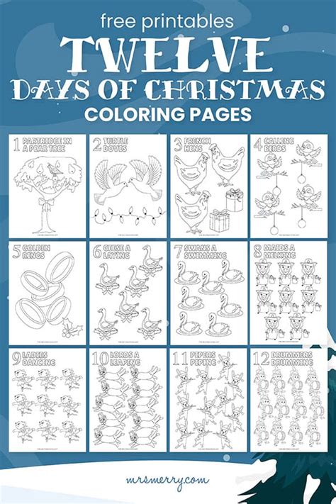 12 Days of Christmas Printable Coloring Pages | Mrs. Merry - Worksheets ...