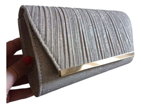 Sobre De Fiesta Clutch Champagne Nude Liso Brilloso Dorado Con Herraje Broche Importante Dorado
