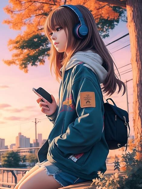 Anime Girl Listening To Music