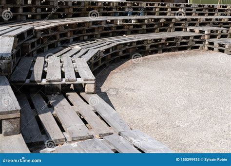 Wooden Seats Amphitheater Wood Pallets Stage Stock Image Image Of