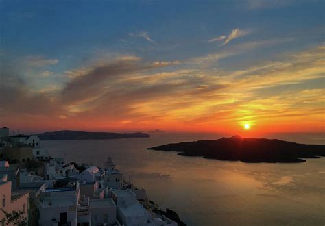 Sunset in Fira, Santorini Photograph by Denise Gallagher