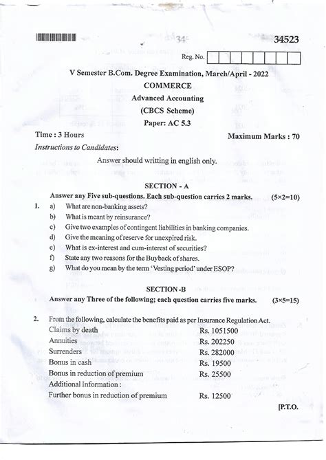 Advanced Accounting Question Papers For Practice Bcom Studocu