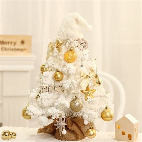 50cm LED Desktop Flocked Mini Christmas Tree Christmas Tree Ornaments ...