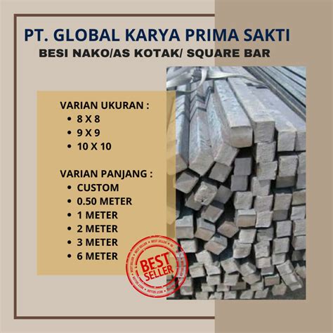 Jual Besi Nako Square Bar As Kotak 8 X 8 X 1 Meter Shopee Indonesia