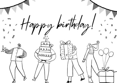 Printable Birthday Wishes Black And White