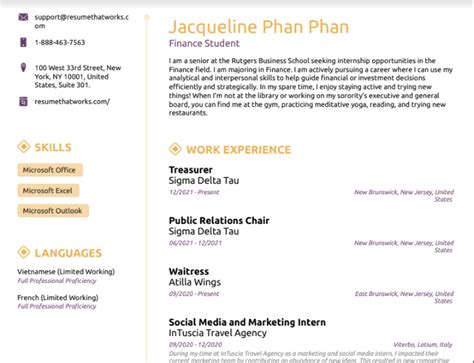 finance student resume template  resumethatworkscom