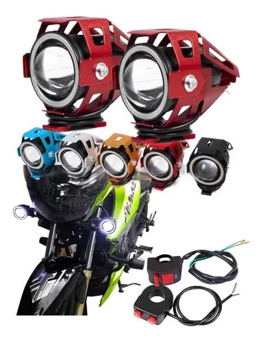 2 Faros Rojo Lupa Led Cree Moto Ojo De Ángel Estrobo U7 125w