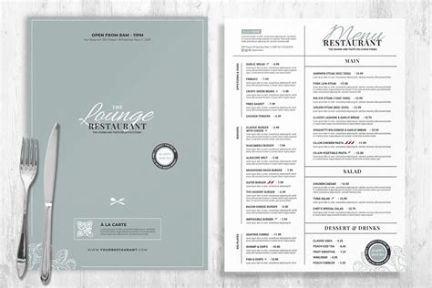 Contemporary Restaurant Menu Templates Psd Ai Indd Brandpacks