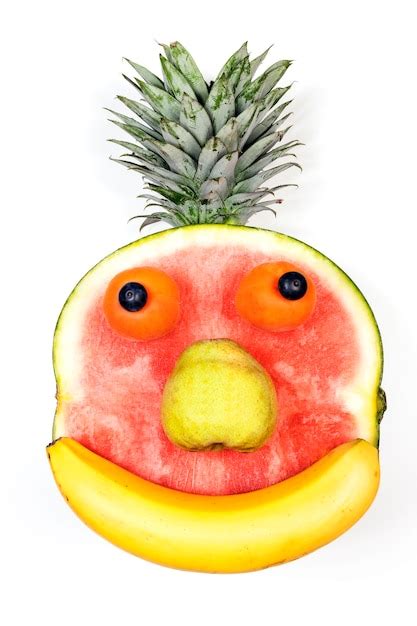 Free Photo Fruit Face Isolated Over White Background