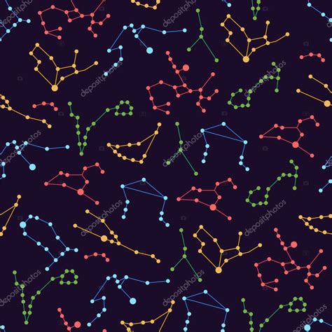 Colorful Zodiac Constellations Seamless Pattern Stock Vector Yorri