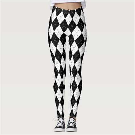 Black And White Harlequin Leggings Zazzle Leggings Pattern White