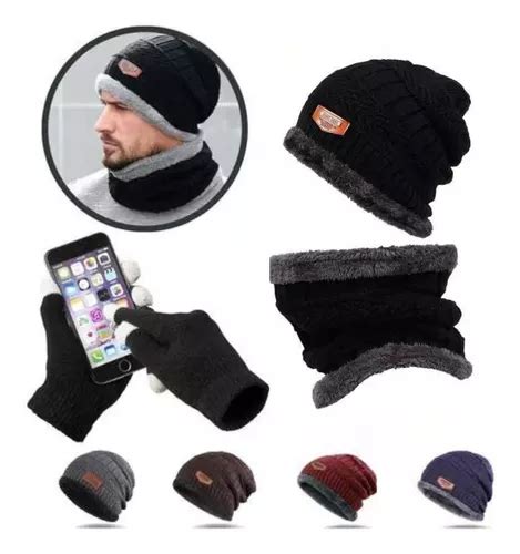 Kit Frio Touca Gorro Luva Touch Celular Cachecol Echarpe