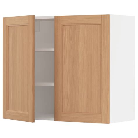 Sektion Wall Cabinet With 2 Doors Whitevedhamn Oak 36x15x30 Ikea