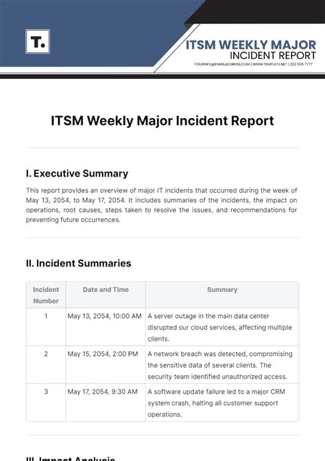 It Major Incident Report Template - Colomboalumni.org