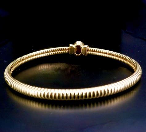 Proantic Gay Frères Bracelet Or Jaune Rubis Cabochon